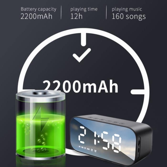 AEC BT518 Tragbare drahtlose Bluetooth-Lautsprecher-LED-Wecker-Unterstützung AUX / TF-Karte / FM – Bild 4