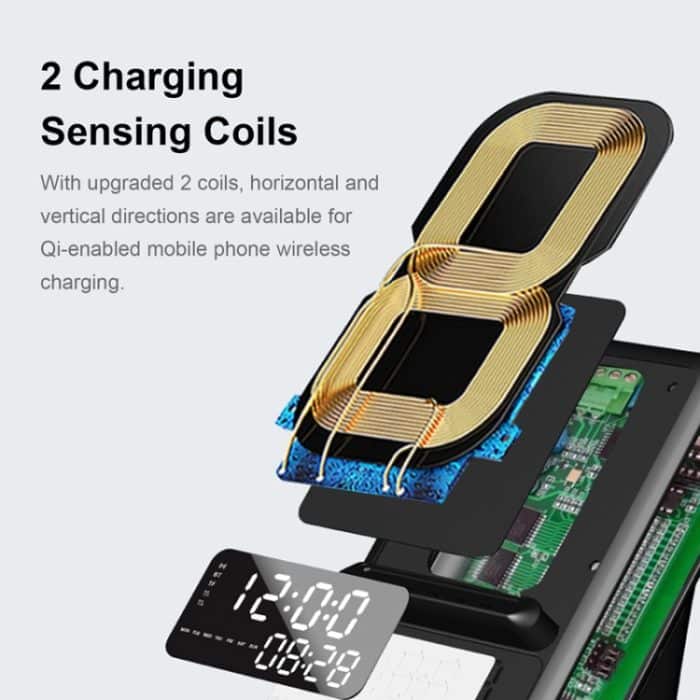 AEC BT512 Multifunktionaler Bluetooth-Lautsprecher 10W drahtloser Ladegerät LED-Desktop-elektronischer Wecker – Bild 6