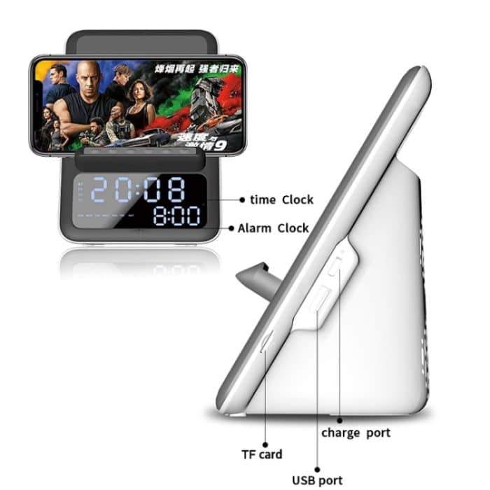 AEC BT512 Multifunktionaler Bluetooth-Lautsprecher 10W drahtloser Ladegerät LED-Desktop-elektronischer Wecker – Bild 7