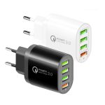 QC-04 QC3.0 + 3 x USB2.0-Multiport-Ladegerät mit 3A USB-auf-8-Pin-Datenkabel, EU-Stecker, EU Plug + 8 Pin Cable – Bild 2