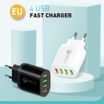 QC-04 QC3.0 + 3 x USB2.0-Multiport-Ladegerät mit 3A USB-auf-8-Pin-Datenkabel, EU-Stecker, EU Plug + 8 Pin Cable – Bild 4
