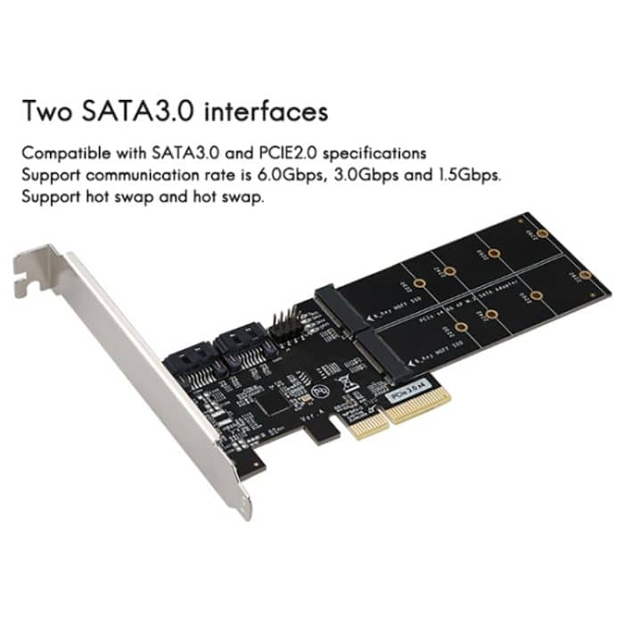 SATA3.0 PCIe3.0 auf 2-Port M.2 (B-KEY) Adapterkarte – Bild 3