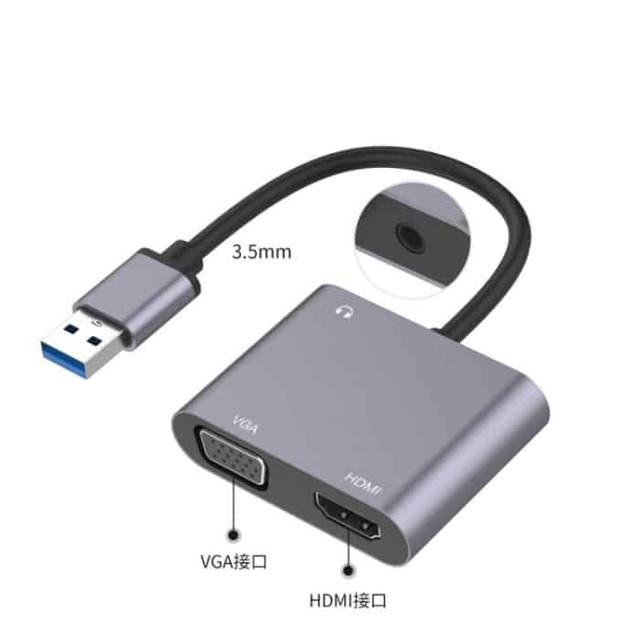 3 in 1 USB bis HDMI / VGA / Audio-Hub-Adapter – Bild 3