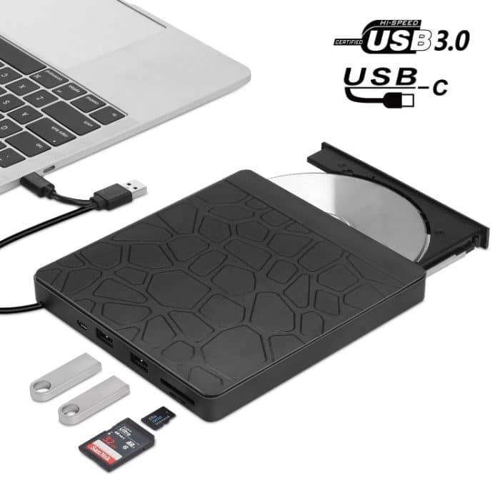 Multifunktionales externes DVD-Laufwerk USB3.0-CD-DVD +/- RW-Brenner mit SD-Slot – Bild 1