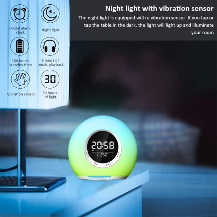 P11 LED-Atmosphäre Licht Bluetooth-Lautsprecher mit Alarm- und Temperaturanzeige – Bild 3