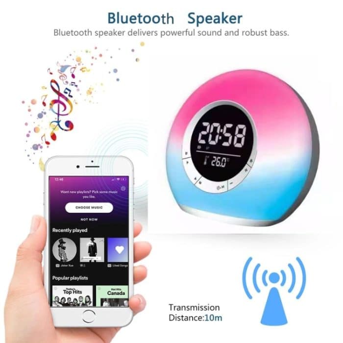 P11 LED-Atmosphäre Licht Bluetooth-Lautsprecher mit Alarm- und Temperaturanzeige – Bild 4