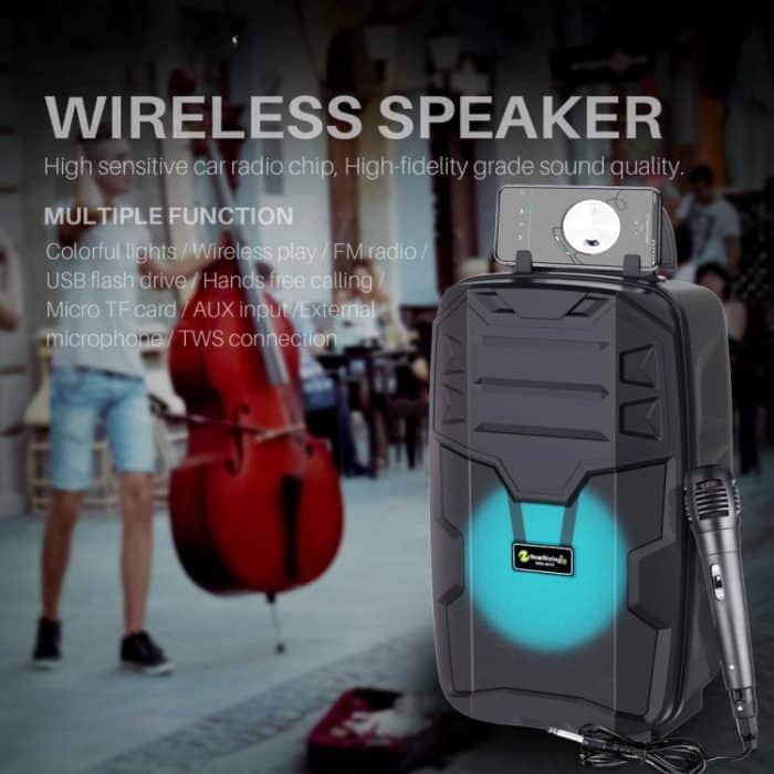 NewRixing NRG401C Tragbarer kabelloser Karaoke-Lautsprecher für den Außenbereich, leistungsstarker Audioverstärker, With Mic, No Mic – Bild 4