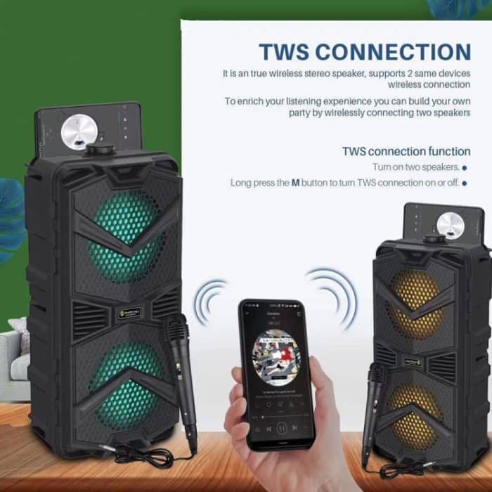 NewRixing NRG5501B Tragbarer kabelloser Karaoke-Lautsprecher für den Außenbereich, 16 W Audioverstärker, with Mic, No Mic – Bild 4