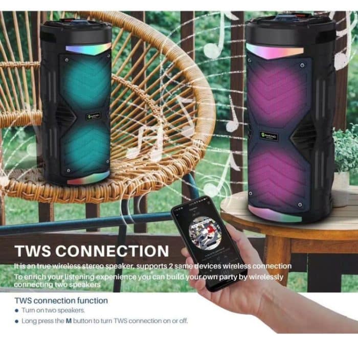 NewRixing NRG6601A Tragbarer kabelloser Karaoke-Lautsprecher für den Außenbereich, 20 W, Audioverstärker mit Mikrofon – Bild 4