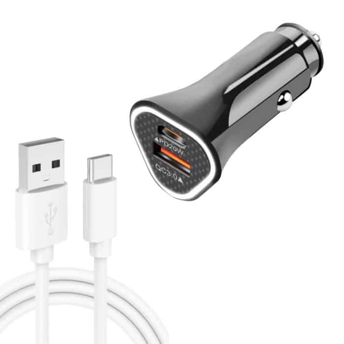 TE-P23 38W PD 20W USB-C / Typ-C + QC3.0 USB-Dreieck-Autoladegerät + USB-auf-USB-C/Typ-C-Datenkabel, Länge: 1 m, with Type-C Cable – Bild 1