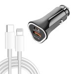 TE-P23 38W PD USB-C / Typ-C + QC3.0 USB-Dreieck-Autoladegerät + USB-C/Typ-C auf 8-poliges Datenkabel, Länge: 1 m, with Type-C to 8 Pin Cable