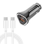 TE-P23 38W PD USB-C / Typ-C + QC3.0 USB-Dreieck-Autoladegerät + USB-C/Typ-C-zu-USB-C/Typ-C-Datenkabel, Länge: 1 m, with Type-C to Type-C Cable