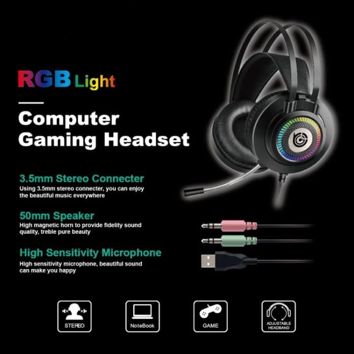 GT9 Professional LED LED Light -Wired Gaming Headset mit MIC für PC/PS4/PS5 – Bild 5