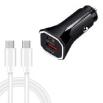 TE-P22 38W PD20W + QC3.0 USB-Autoladekabel + USB-C/Typ-C-zu-USB-C/Typ-C-Datenkabel, Länge: 1 m, with Dual Type-C Cable