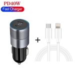 Dual PD 3.0 40 W USB-C/Typ-C-Autoladegerät mit 1 m USB-C/Typ-C auf 8-poligem Datenkabel, with USB-C / Type-C to 8 Pin Cable – Bild 2