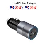 Dual PD 3.0 40 W USB-C/Typ-C-Autoladegerät mit 1 m USB-C/Typ-C auf 8-poligem Datenkabel, with USB-C / Type-C to 8 Pin Cable – Bild 3