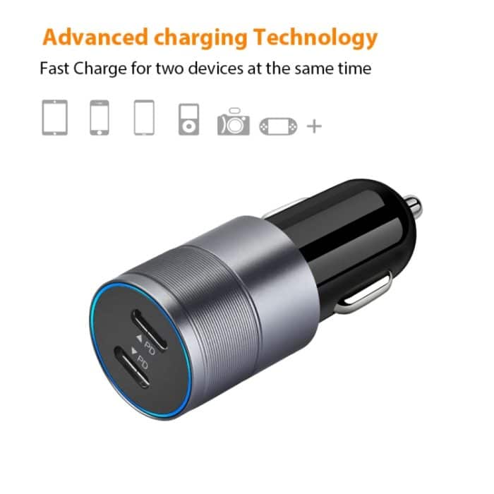 Dual PD 3.0 40 W USB-C/Typ-C-Autoladegerät mit 1 m USB-C/Typ-C auf 8-poligem Datenkabel, with USB-C / Type-C to 8 Pin Cable – Bild 5