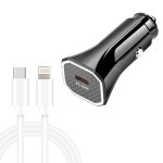 TE-P2 PD20W USB-C/Typ-C-Autoladegerät mit Typ-C-auf-8-Pin-Datenkabel, Type-C to 8 Pin Data Cable (Black), Type-C to 8 Pin Data Cable (White)