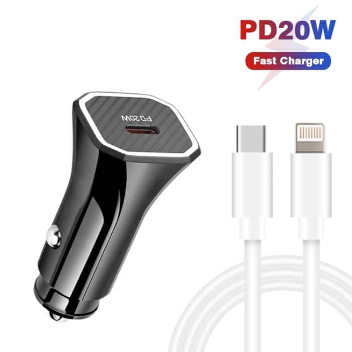 TE-P2 PD20W USB-C/Typ-C-Autoladegerät mit Typ-C-auf-8-Pin-Datenkabel, Type-C to 8 Pin Data Cable (Black), Type-C to 8 Pin Data Cable (White) – Bild 2