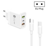 45 W PD3.0 + 2 x QC3.0 USB-Multi-Port-Ladegerät mit Typ-C-zu-Typ-C-Kabel, EU-Stecker, EU Plug + Type-C to Type-C Cable