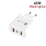 45 W PD3.0 + 2 x QC3.0 USB-Multi-Port-Ladegerät mit Typ-C-zu-Typ-C-Kabel, EU-Stecker, EU Plug + Type-C to Type-C Cable – Bild 8