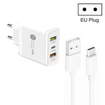 45 W PD25W + 2 x QC3.0 USB-Multi-Port-Ladegerät mit USB-auf-Typ-C-Kabel, EU-Stecker, EU Plug + USB to Type-C Cable