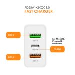 45 W PD25W + 2 x QC3.0 USB-Multi-Port-Ladegerät mit USB-auf-Typ-C-Kabel, EU-Stecker, EU Plug + USB to Type-C Cable – Bild 4