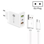 45 W PD25W + 2 x QC3.0 USB-Multi-Port-Ladegerät mit USB-auf-Micro-USB-Kabel, EU-Stecker, EU Plug + USB to Micro USB Cable