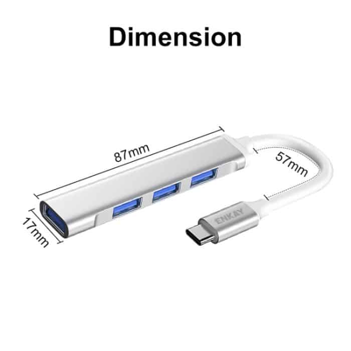 ENKAY Hat-Prince ENK-AT114 4 Ports USB 3.0 Splitter Multi-Ports Expansion HUB Extender Connector Adapter, USB 3.0, Type-C – Bild 7
