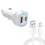 38 W PD20W + QC3.0 USB-Autoladegerät mit USB-auf-Typ-C-Datenkabel, Länge: 1 m, USB to Type-C Cable (White), USB to Type-C Cable (Black)