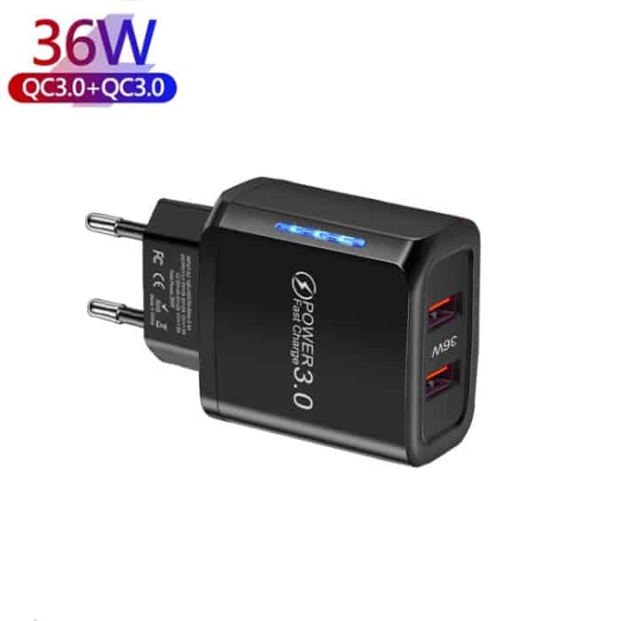 36 W Dual Port QC3.0 USB Handy-Ladegerät Dual 18 W Ausgang, EU-Stecker, EU Plug – Bild 7