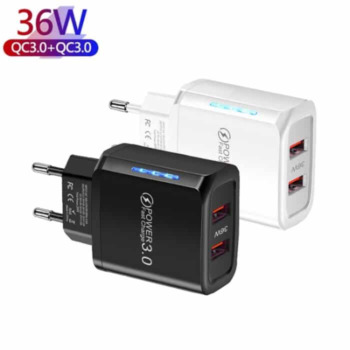 36 W Dual Port QC3.0 USB Handy-Ladegerät Dual 18 W Ausgang, EU-Stecker, EU Plug – Bild 2