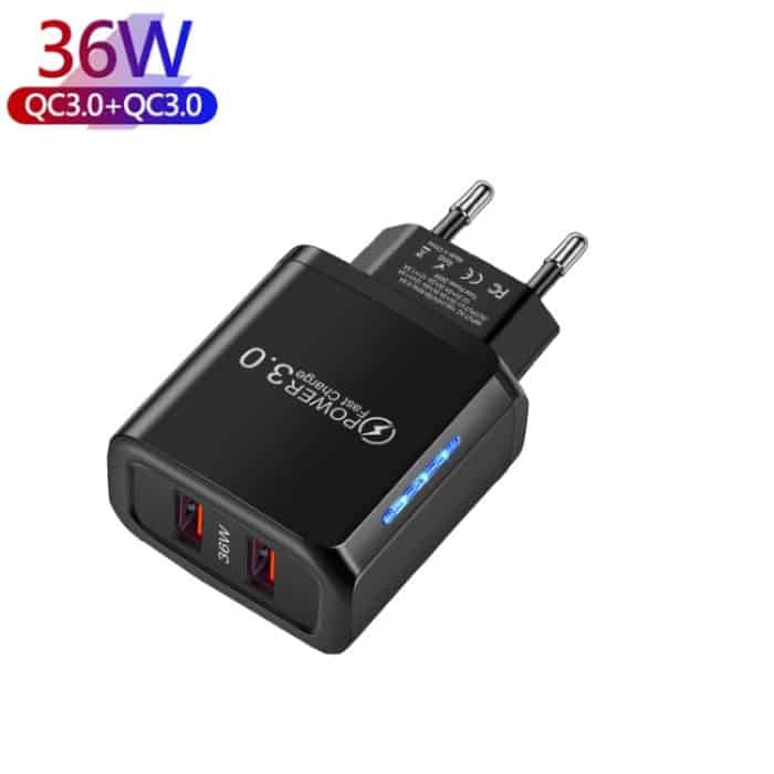 36-W-Dual-Port-QC3.0-USB-Ladegerät mit 3-A-USB-auf-8-Pin-Datenkabel, EU-Stecker, EU Plug + USB to 8 Pin Cable – Bild 7
