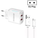 36-W-Dual-Port-QC3.0-USB-Ladegerät mit 3-A-USB-auf-Micro-USB-Datenkabel, EU-Stecker, EU Plug + USB to Micro USB Cable