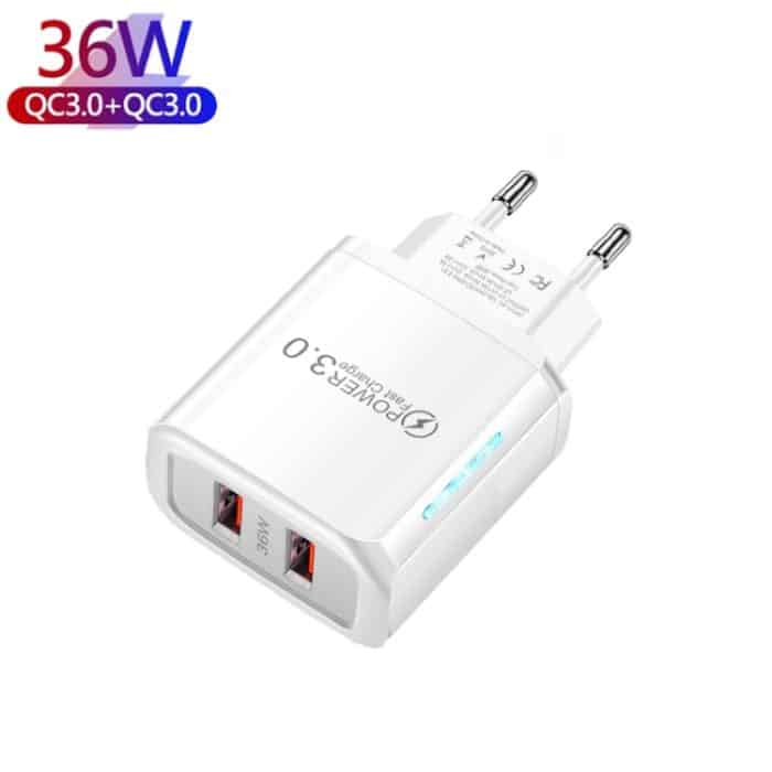36-W-Dual-Port-QC3.0-USB-Ladegerät mit 3-A-USB-auf-Micro-USB-Datenkabel, EU-Stecker, EU Plug + USB to Micro USB Cable – Bild 7