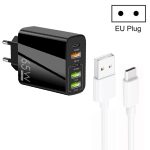 65 W Dual PD Typ-C + 3 x USB Multi-Port-Ladegerät mit 3 A USB-zu-Typ-C-Datenkabel, EU-Stecker, EU Plug + USB to Type-C Cable