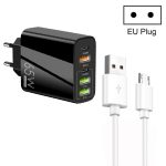 65 W Dual PD Typ-C + 3 x USB Multi-Port-Ladegerät mit 3 A USB-auf-Micro-USB-Datenkabel, EU-Stecker, EU Plug + USB to Micro USB Cable
