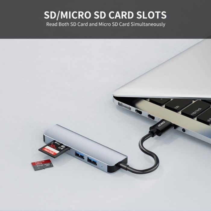 ENKAY Hat-Prince 5-in-1-Dockingstation-Adapter HUB SD/TF-Kartenleser, USB 3.0, Type-C – Bild 5