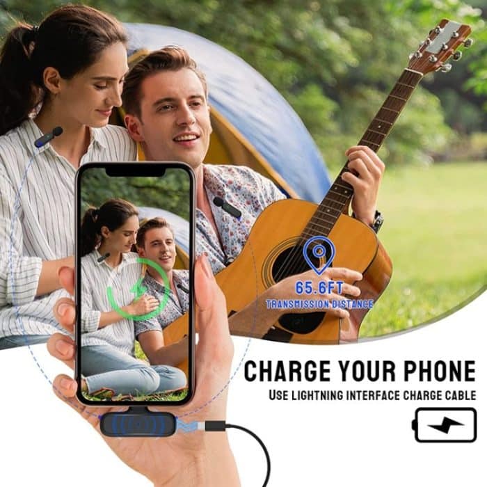 One by Two Kabelloses Lavalier-Mikrofon, kabelloses Rauschunterdrückungsmikrofon mit Ladeetui, Anschluss: 8-polig – Bild 5