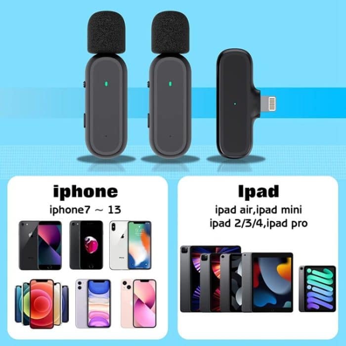 One by Two Kabelloses Lavalier-Mikrofon, kabelloses Rauschunterdrückungsmikrofon mit Ladeetui, Anschluss: 8-polig – Bild 8