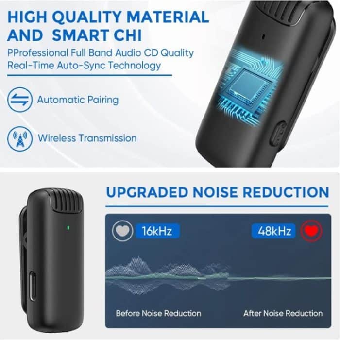 Kabelloses Lavaliermikrofon Ansteckmikrofon für Typ-C / USB-C-Geräte mit Ladekoffer – Bild 3