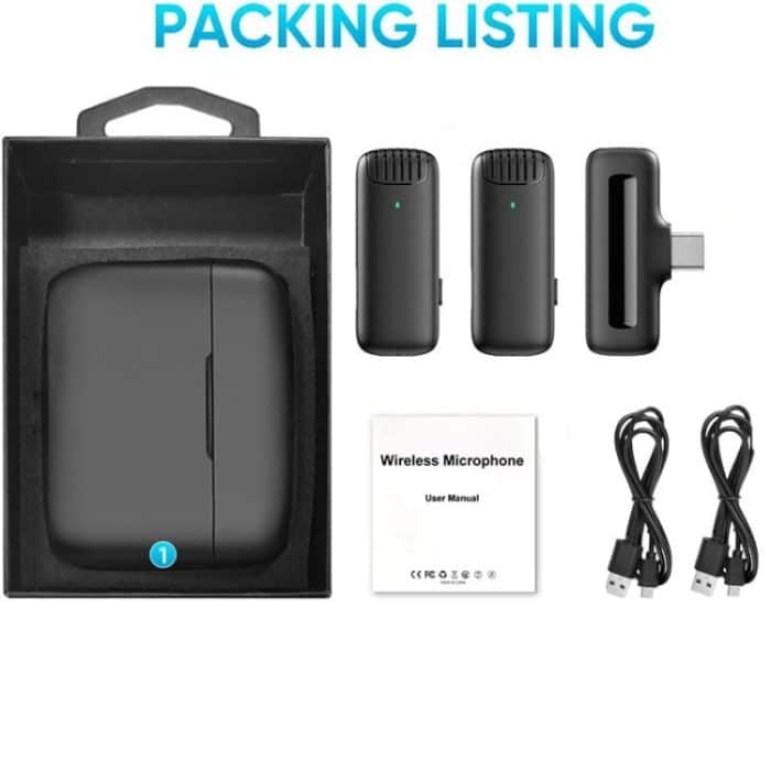 Kabelloses Lavaliermikrofon Ansteckmikrofon für Typ-C / USB-C-Geräte mit Ladekoffer – Bild 8