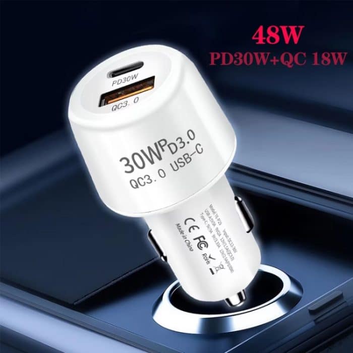 P29 48W PD30W + QC3.0 18W USB-Autoladegerät mit zwei Anschlüssen, P29 (Black), P29 (White) – Bild 4