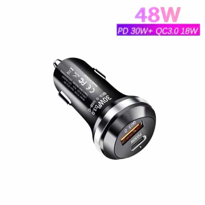 P28 USB-C PD30W + QC3.0 18W USB-Autoladegerät mit zwei Anschlüssen, P28 (Black), P28 (White) – Bild 6