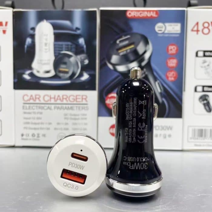 P28 USB-C PD30W + QC3.0 18W USB-Autoladegerät mit zwei Anschlüssen, P28 (Black), P28 (White) – Bild 5