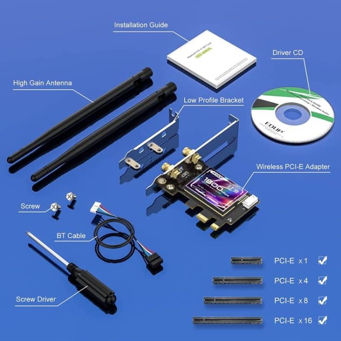 EDUP EP-9658 PCI-E WiFi 6-Karte AX1800M Bluetooth 5.2-Adapter für Desktop-PC, 2,4 GHz/5,8 GHz Dualband Wireless PCI-E interne Netzwerkkarte – Bild 13