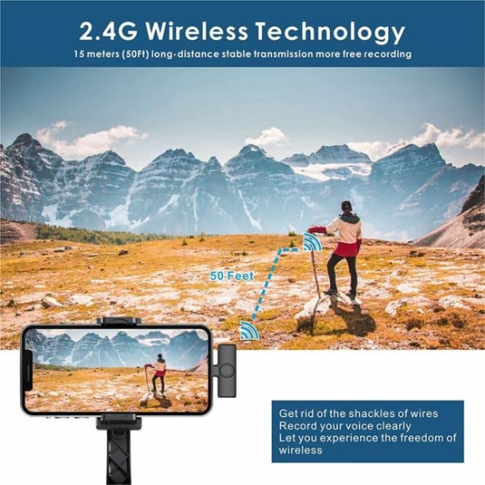 Bluetooth-Mini-Mikrofon, kabelloses Lavalier-Mikrofon mit Rauschunterdrückung für iPhone/iPad, mit 8-poligem Empfänger, Single Microphone, Dual Microphones – Bild 7