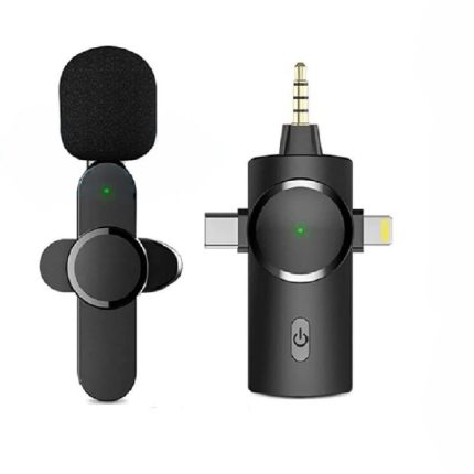 3-in-1-Lavalier-Funkmikrofon mit Rauschunterdrückung für iPhone / iPad / Android / Kamera, One by One, One by Two