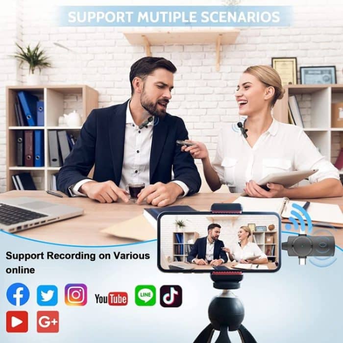 3-in-1-Lavalier-Funkmikrofon mit Rauschunterdrückung für iPhone / iPad / Android / Kamera, One by One, One by Two – Bild 6