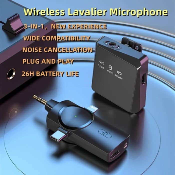 3-in-1-Mini-Wireless-Lavalier-Mikrofon für iPhone / iPad / Android / PC-Kamera, One by One, One by Two – Bild 7